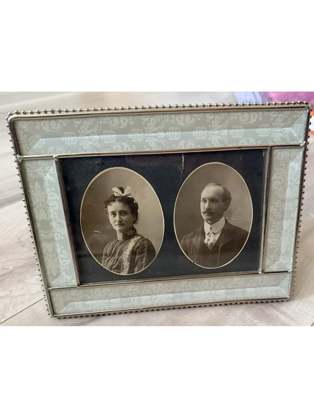 Antique Victorian Couple Portraits Framed  photograph  in Beautiful Frame